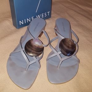 Nine West Eldin Light Blue Leather Sandals